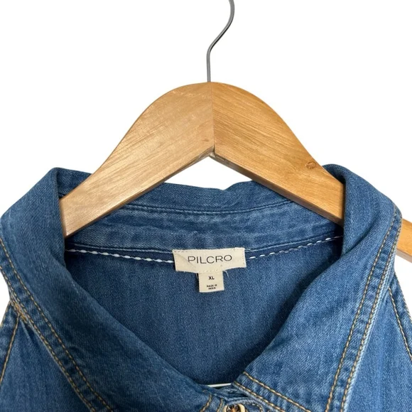 Anthropologie Pilcro Denim Sleeveless Halter Swing Midi Dress Women's Size XL - Picture 5 of 9